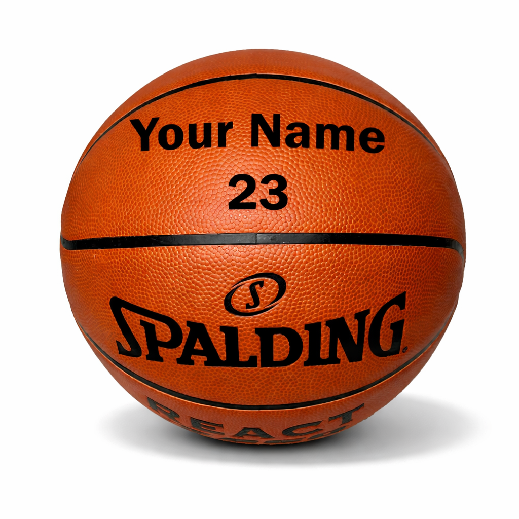 Customized Spalding TF250 Basketball with Personalized Text 2 Lines in Black Color