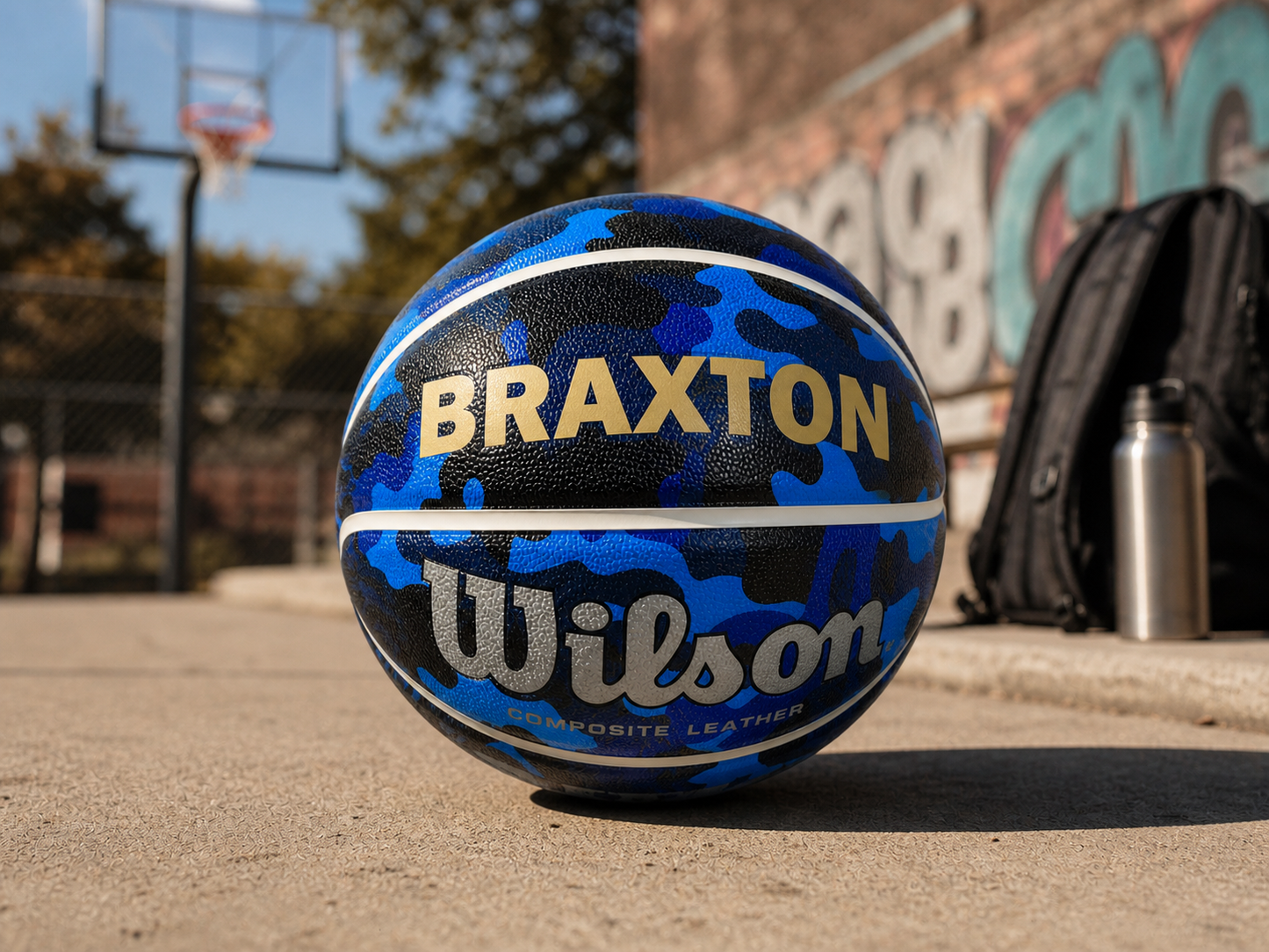 Customized Wilson Blue Camo NCAA Legend Basketball