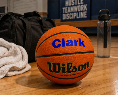 Customized Wilson NCAA EVO NXT Basketball with Custom Text in Royal Blue Color