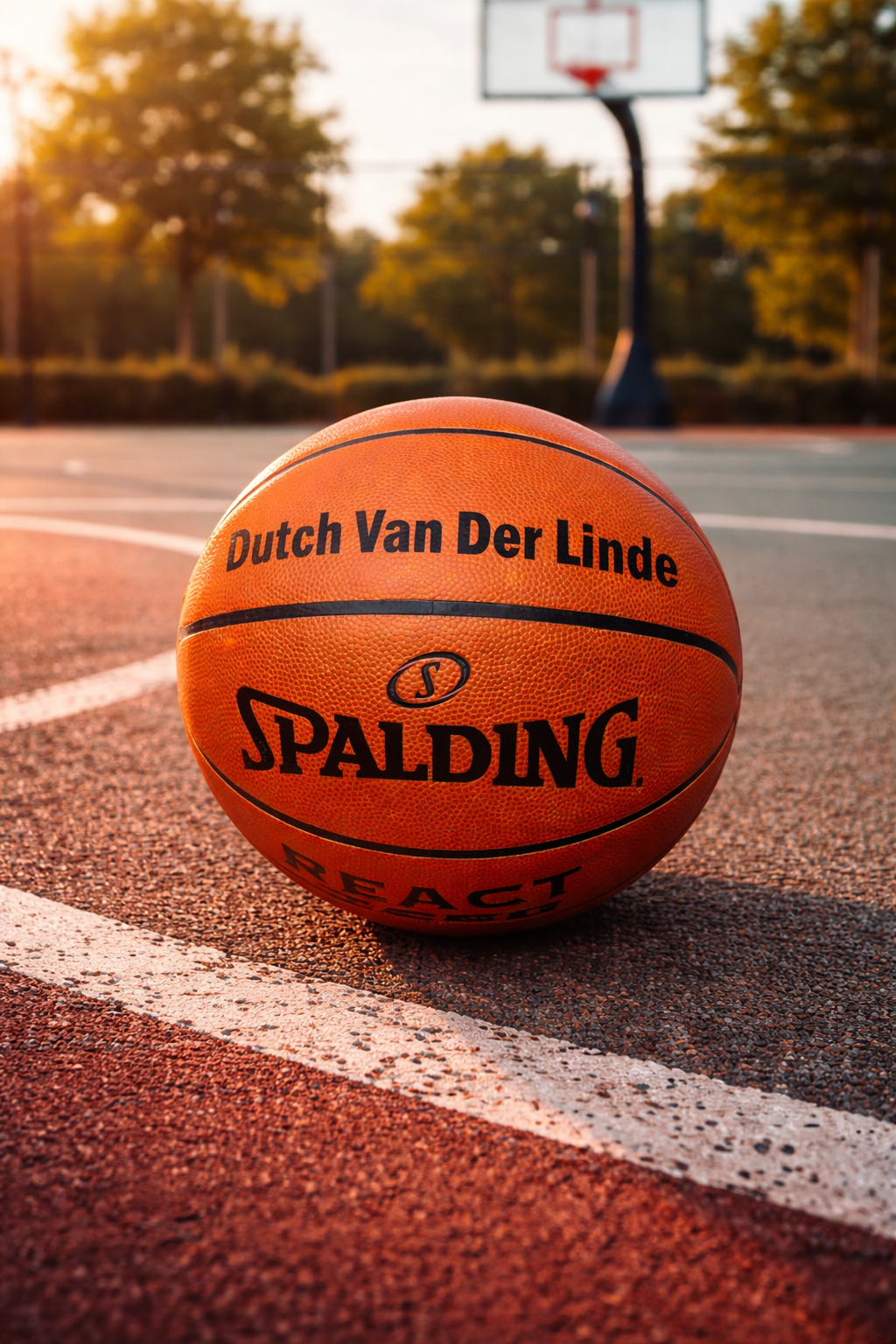 Customized Spalding TF250 Basketball with Personalized Name on Court Background
