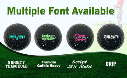 Customized Personalized Black Golf Ball Available Fonts