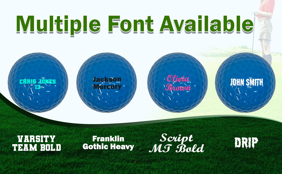 Customized Personalized Blue Golf Ball 1 Pack Available Font