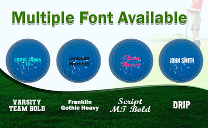Customized Personalized Blue Golf Ball 1 Pack Available Font