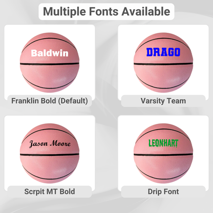 Customized Personalized Pink Basketball Available with Multiple Fonts