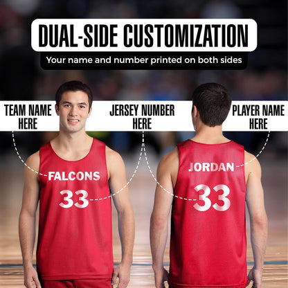 Basketball Jersey Red Customized with Team Name and Player Name and Jersey Number
