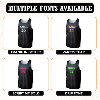 Multiple Font Options Available for Customized Basketball Jersey