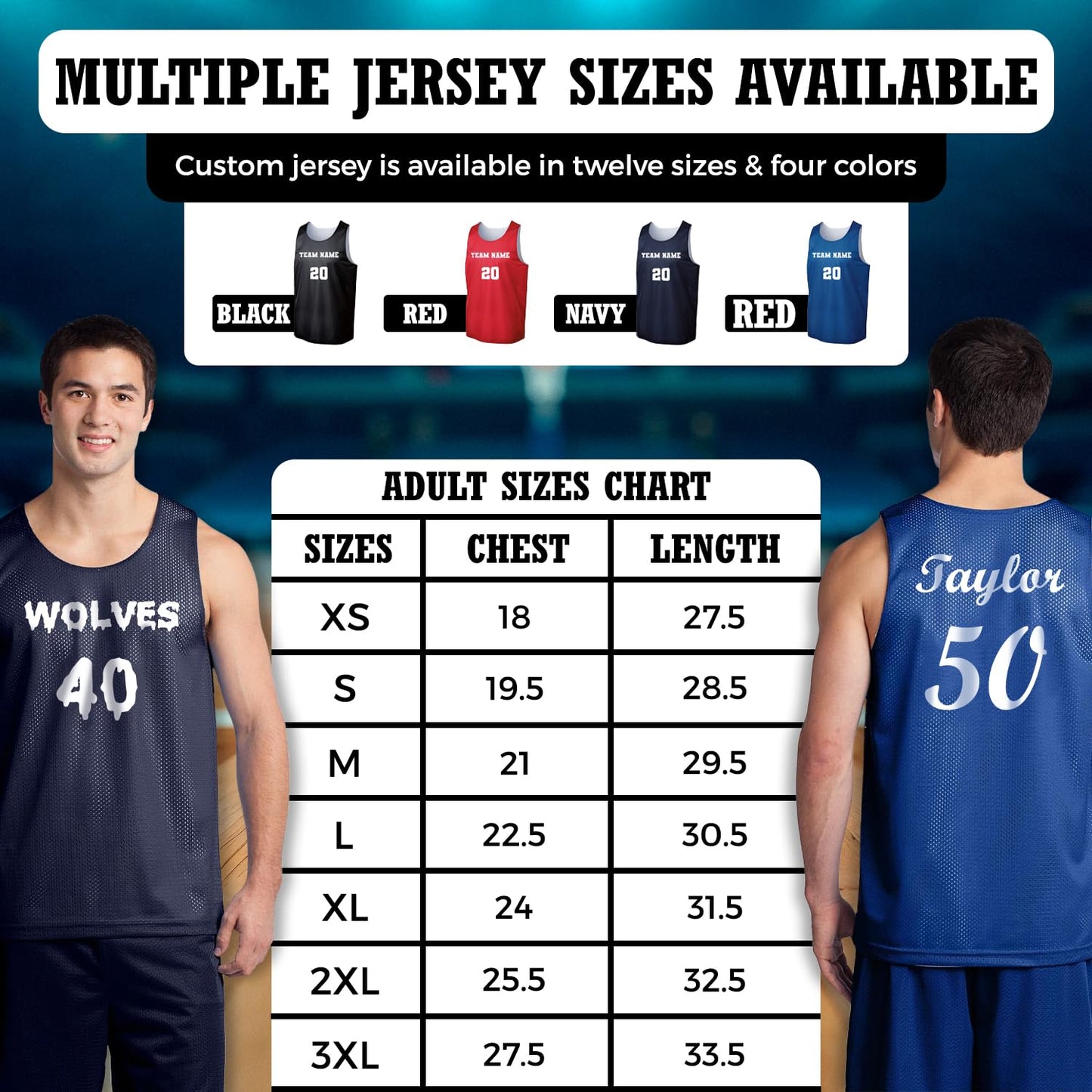 Basketball Jersey Sizes
