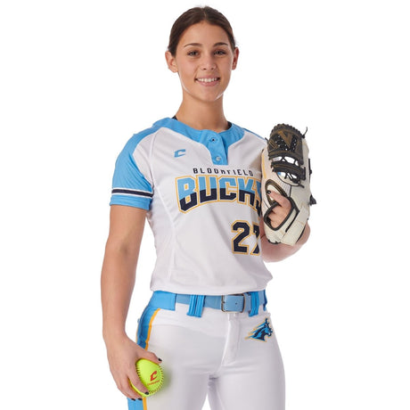 Custom Two Button Short Sleeve Loose Jersey Team Softball Jerseys