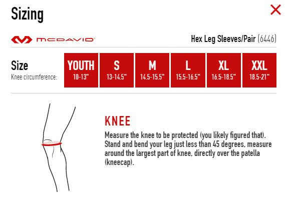 Hex Compression Leg Sleeve Size Chart
