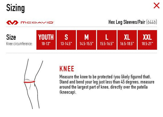 Hex Compression Leg Sleeve Size Chart