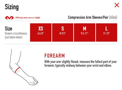 McDavid Compression Arm Sleeve Size Chart
